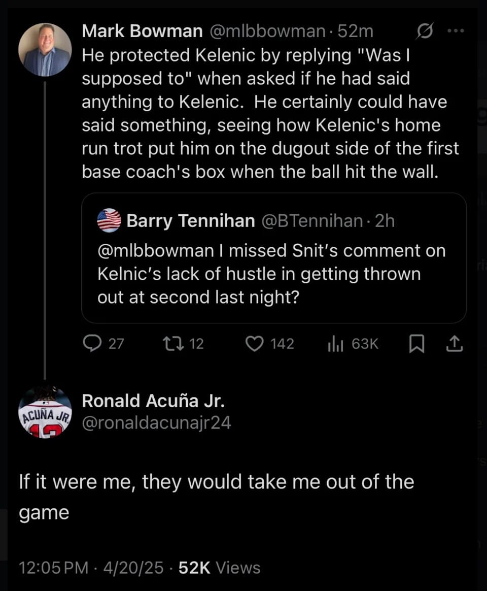 Acuña Jr. Exposes Manager&apos;s Hidden Agenda on Social Media, Quickly Deletes Controversial Post