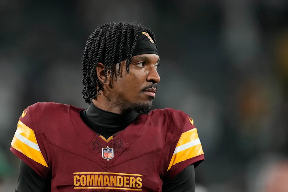 Jayden Daniels Battles Knee Injury in Practice, but Is He Ready to Face the Falcons?