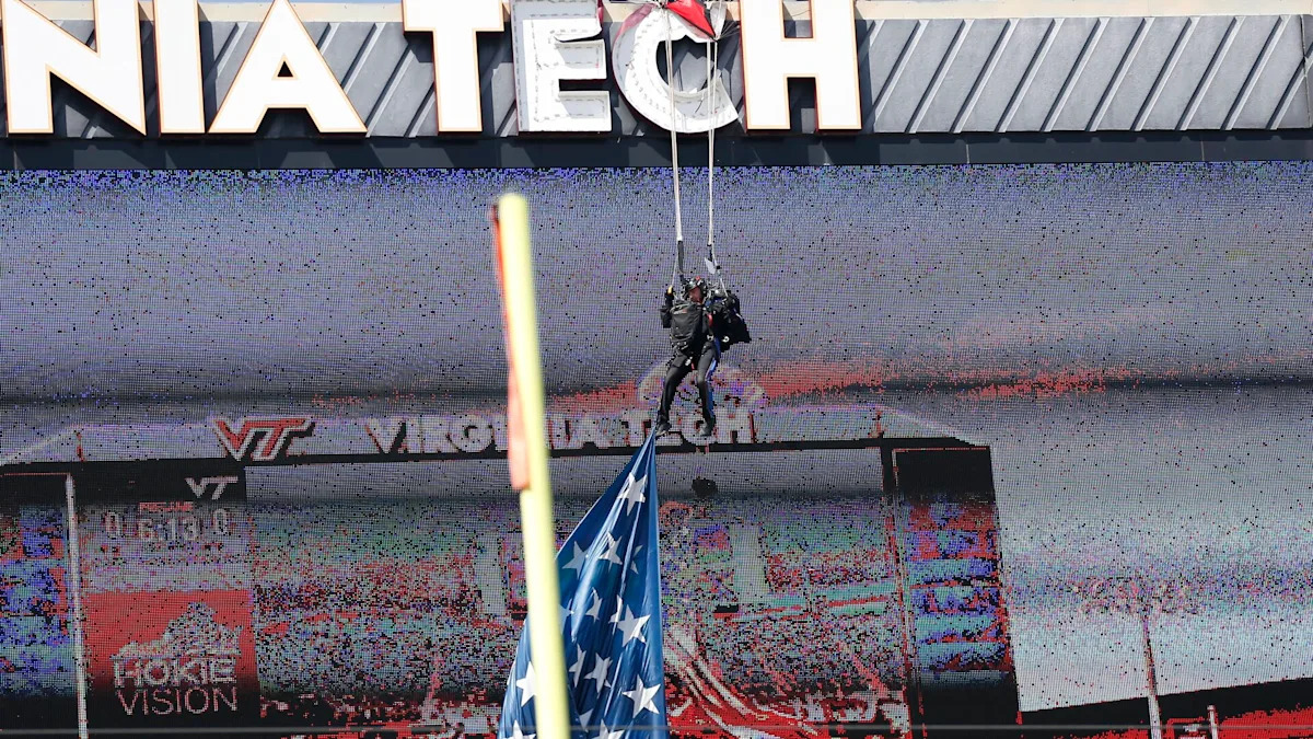 Skydiver's Harrowing Crash Into Virginia Tech Scoreboard Sparks Dramatic Rescue Before Spring Game